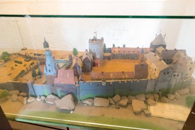 Bad Bentheim, Aşağı Saksonya, Almanya - 19 Mayıs 2019: Bentheim ortaçağ tepe kalesi - Müze