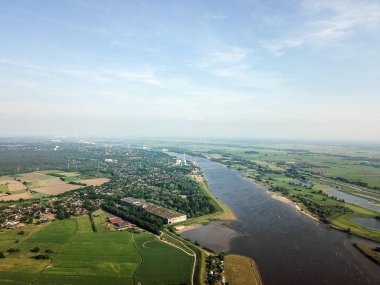 Bremen, Almanya - 1 Haziran 2019: Bremen'in havadan görünümü