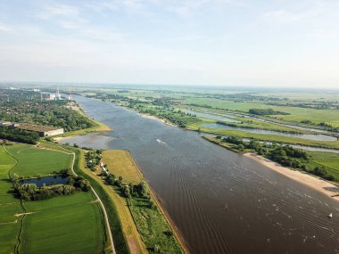 Bremen, Almanya - 1 Haziran 2019: Bremen'in havadan görünümü