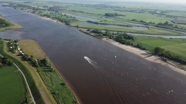 Bremen Duitsland Juni 2019 Speedboot Weser Bremen — Stockvideo