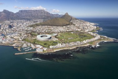 Cape Town panorama, kuşbakışı. Signal Hill ve tablo Mountain, havadan fotoğraf, güzel hava