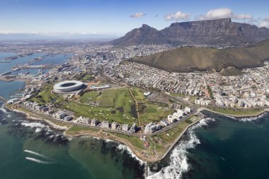 Cape Town panorama, kuşbakışı. Signal Hill ve tablo Mountain, havadan fotoğraf