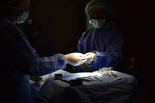 Team Surgeon Work Operating Room Surgical Light Operating Room Preparation — Stock Photo, Image