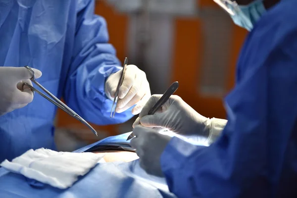 Medical Team Performing Surgical Operation in Modern Operating Room. Equipment and medical devices in hybrid operating room.scrub nurse preparing medical instruments for operation.