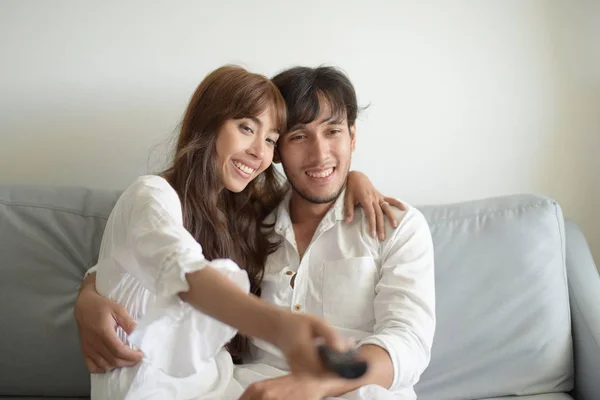 Romantic couples in the living room. On a sweet holiday