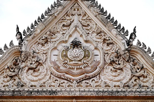 Thai Temples Beautiful White Pagoda Beautiful Stucco Designs Ancient Buddha — Stock Photo, Image