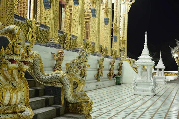Thaise Tempels Zijn Versierd Door Thaise Patroon Met Gouden Kleur — Stockfoto