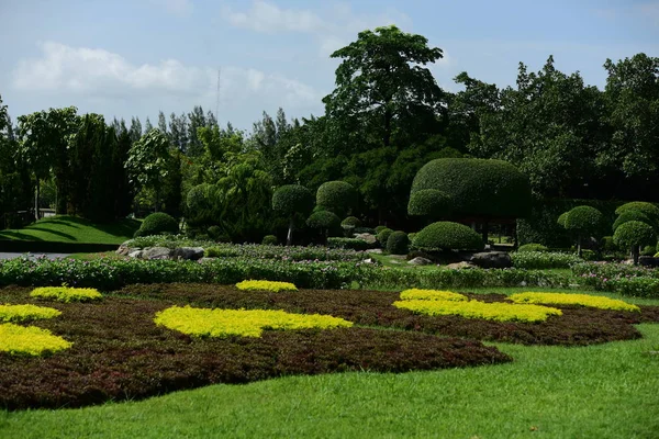 Spring Formal Garden. Beautiful garden of colorful flowers.Landscaped Formal Garden. Park. Beautiful Garden.