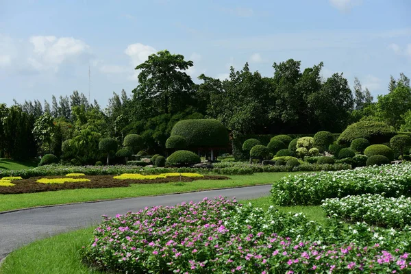 Jardin Formel Printemps Beau Jardin Fleurs Colorées Paysager Jardin Formel — Photo