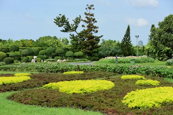 Spring Formal Garden. Beautiful garden of colorful flowers.Landscaped Formal Garden. Park. Beautiful Garden.