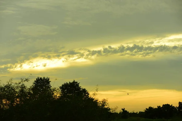 Sky Pole Mraky Západ Slunce Západ Slunce Krajina Pole Obloha — Stock fotografie