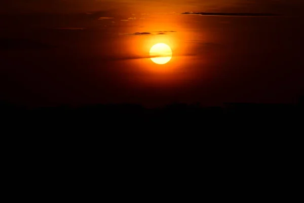 Sky Field Clouds Sunset Sunset Landscape Field Sky Dark Clouds — Stock Photo, Image