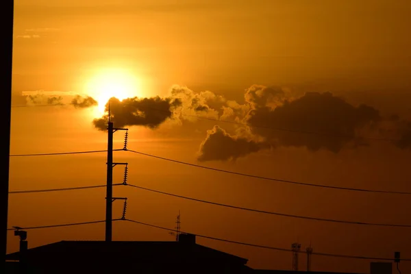 Mező Felhők Naplemente Naplemente Táj Mező Égbolt Sötét Clouds Sunset — Stock Fotó