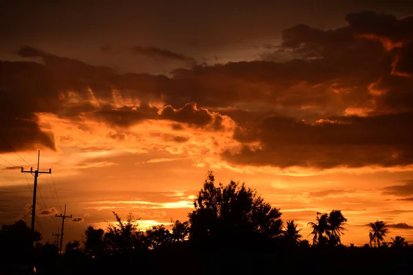 Ciel Champ Nuages Coucher Soleil Coucher Soleil Paysage Champ Ciel — Photo