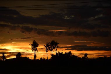 günbatımı manzara. Alan ve karanlık clouds.sunset yeşil alanı, göl günbatımı ile gökyüzü ve altın bulutlu gökyüzü. Ve güzel su yansıma, parlak renkli gökyüzü ve bulutlar olarak geri