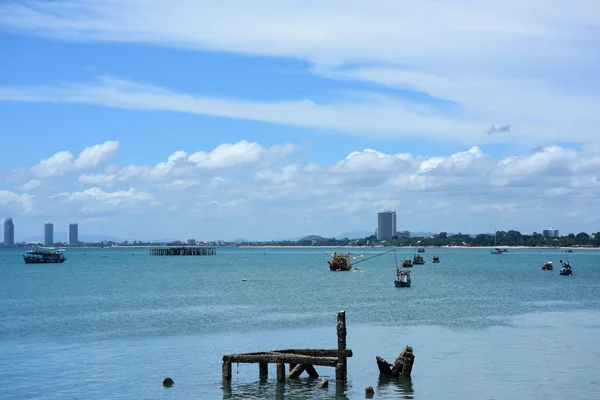 Vista Mar Pequeño Barco Muelle Pesca Pequeño Barco Pesca Puede — Foto de Stock