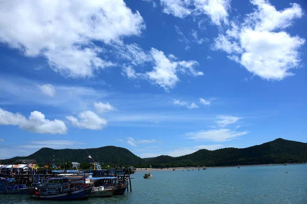 Tengerre Kis Hajó Halászati Mólónál Kis Csónak Thai Élet Sattahip — Stock Fotó