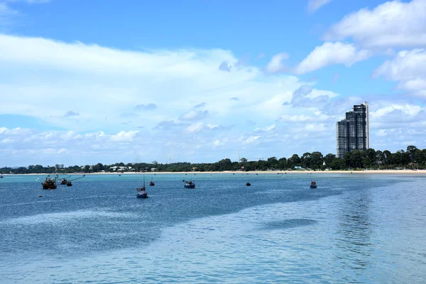 Meerblick Und Kleines Boot Fischersteg Und Kleines Fischerboot Thailändisches Leben — Stockfoto