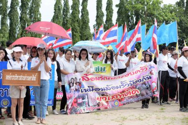 Pluak Daeng farklı gruplardan amatör sporcular etkinliğe katılan. Sağlığı geliştirme ve Pluakdaeng bölgesinde, 24 Haziran 2018: Rayong, Tayland insanlar uyuşturucu direnmeye.