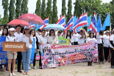 Pluak Daeng farklı gruplardan amatör sporcular etkinliğe katılan. Sağlığı geliştirme ve Pluakdaeng bölgesinde, 24 Haziran 2018: Rayong, Tayland insanlar uyuşturucu direnmeye.