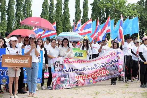 Pluak Daeng farklı gruplardan amatör sporcular etkinliğe katılan. Sağlığı geliştirme ve Pluakdaeng bölgesinde, 24 Haziran 2018: Rayong, Tayland insanlar uyuşturucu direnmeye.