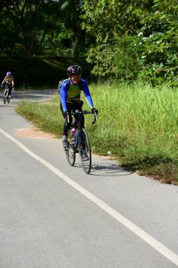 Tayland - 24 Haziran 2018: Kırsal yolda bisiklet yarışması