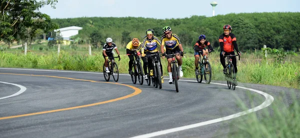 Ταϊλάνδη Ιουνίου 2018 Διαγωνισμός Ποδηλάτων Στον Αγροτικό Δρόμο — Φωτογραφία Αρχείου