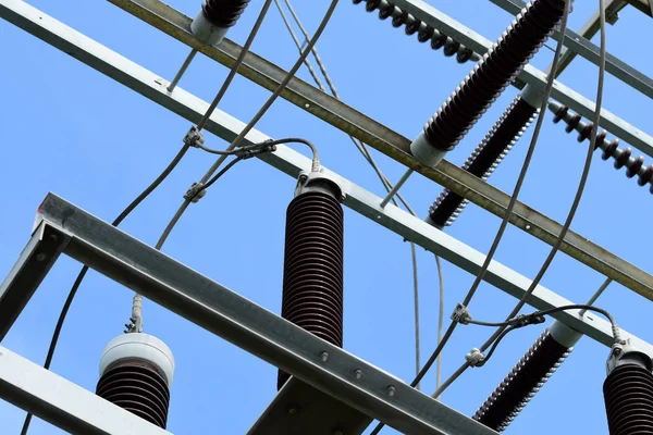Líneas Eléctricas Alto Voltaje Pilones — Foto de Stock