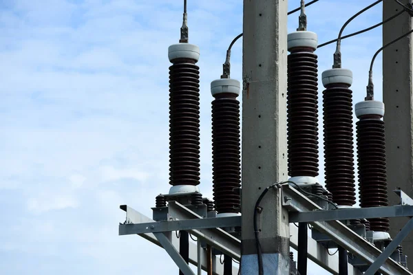 Líneas Eléctricas Alto Voltaje Pilones — Foto de Stock