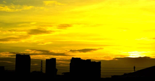 Ηλιοβασίλεμα Μεγάλη Πόλη Μπλοκ Ανατολή Του Ηλίου Μεγάλη Πόλη Μπλοκ — Φωτογραφία Αρχείου