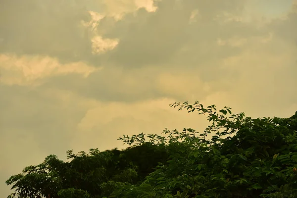 Hermoso Cielo Hermosas Nubes Doradas Atardecer Utilizar Como Imagen Fondo — Foto de Stock