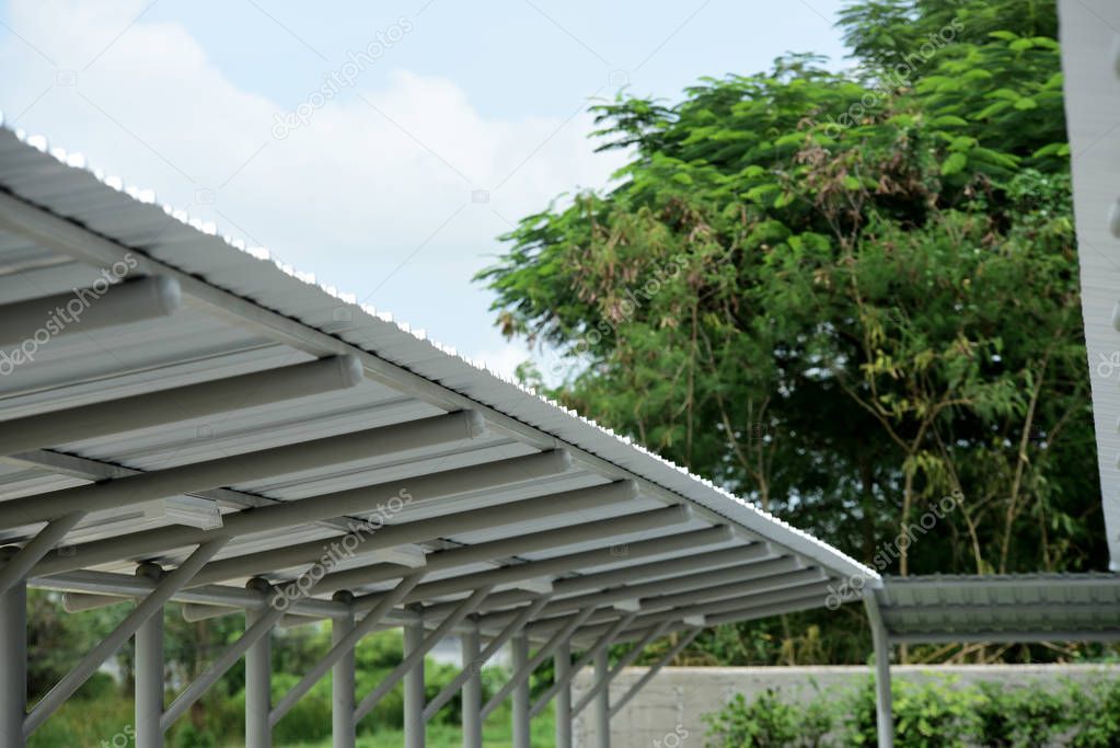 Sun roof structure The parking lot at the mall Modern Trade.