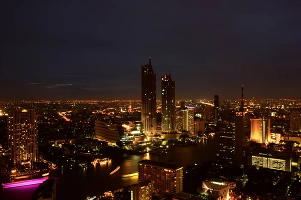 Visitors Top Tower Visit Bangkok Chao Phraya River Night Enjoy — Stock Photo, Image