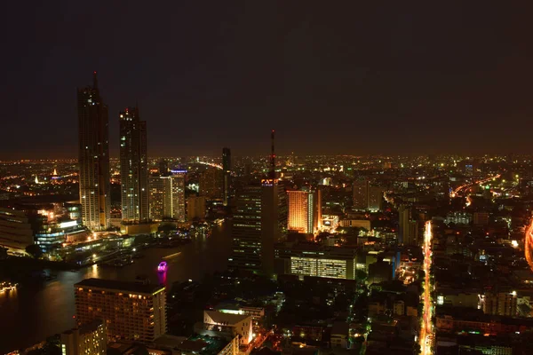 Visitors Top Tower Visit Bangkok Chao Phraya River Night Enjoy — Stock Photo, Image