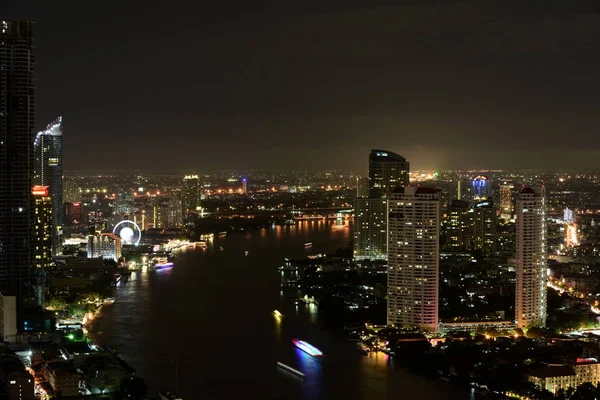 Los Visitantes Parte Superior Torre Para Visitar Bangkok Río Chao — Foto de Stock