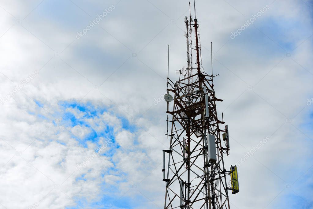 Broadcast station on sky background