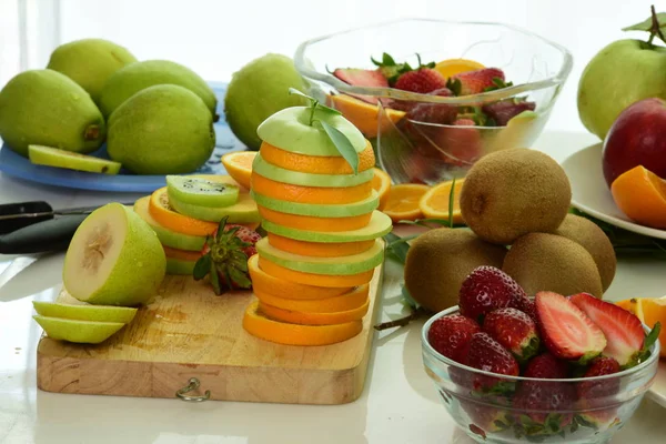 Composición Con Variedad Verduras Frutas Ecológicas Dieta Equilibrada Fruta Color — Foto de Stock