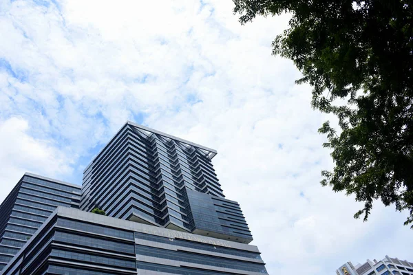 Visitantes Del Centro Edificios Gran Altura Bangkok Desde Parque Septiembre — Foto de Stock