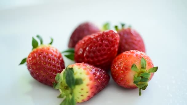 Fresas Frescas Del Mercado Coma Bien Comida Saludable Concepto Dieta — Vídeos de Stock