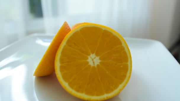 Las Rebanadas Naranja Ven Deliciosas Primer Plano Comida Saludable Concepto — Vídeo de stock