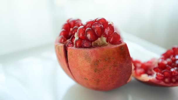 Granada Roja Fresca Primer Plano Comida Saludable Mezclar Frutas Frutas — Vídeo de stock
