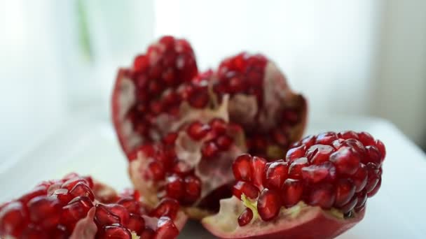 Grenade Rouge Fraiche Gros Plan Manger Sainement Mélanger Les Fruits — Video