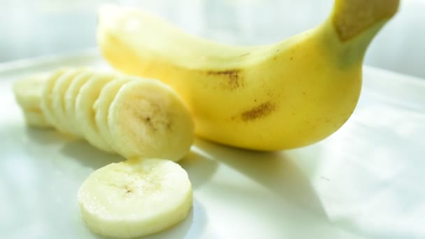 Bananen Zijn Vers Van Markt Eet Goed Gezond Eten Dieet — Stockvideo