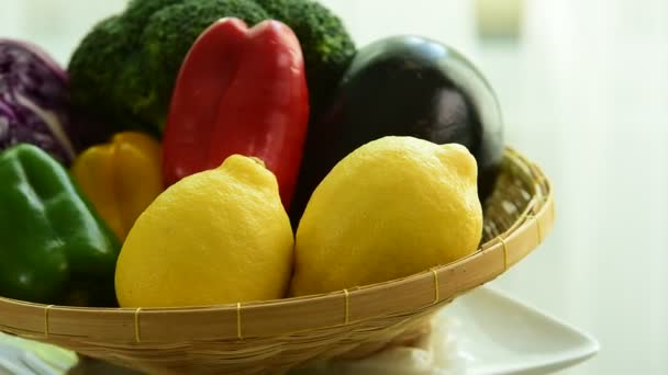 混合水果 新鲜水果收起来了 健康饮食 Conceptcomposition 与各种生有机 Veget — 图库视频影像