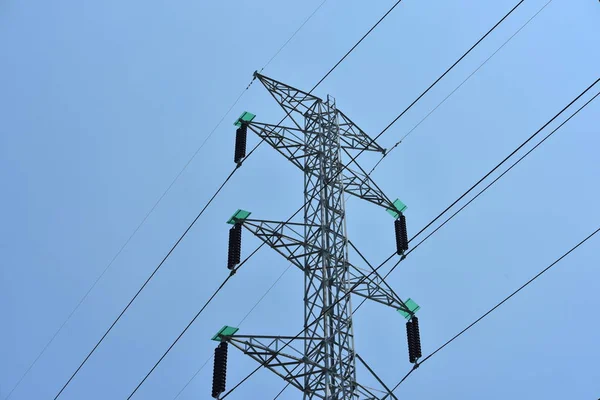 Torre Alta Potencia Sistema Transmisión Energía Transmisión Alta Tensión Line — Foto de Stock