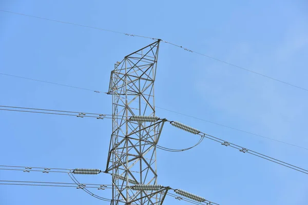 Torre Alta Potencia Sistema Transmisión Energía Transmisión Alta Tensión Line — Foto de Stock