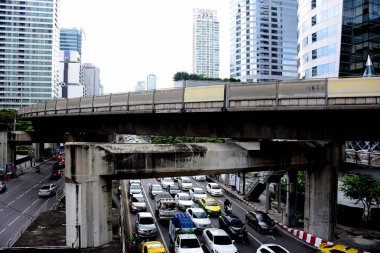 Başkentin merkezine ziyaretçi. Ana iş bölgesinin toplantı noktasında. Sermaye, Bangkok, Tayland, yüksek ofis binası üzerinde 15 Eylül 2018 görünümünü.