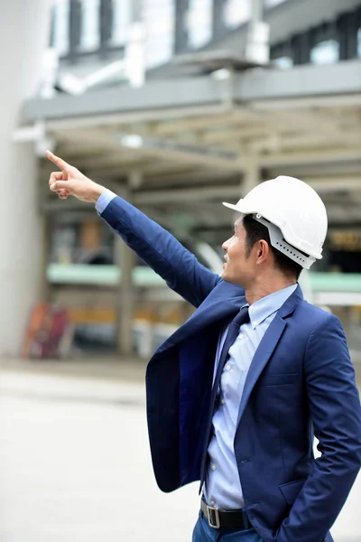 Head of the engineer to check the project.Portrait of professional engineer.Portrait of Asian male contractor engineer.Portrait of Asian  contractor engineer.