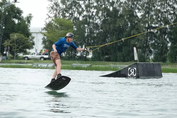 Thailand Oktober 2018 Wakeboarding Tävling Floden — Stockfoto