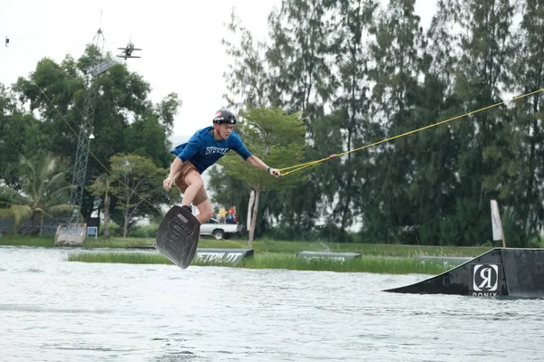 Thailand Oktober 2018 Wakeboarding Tävling Floden — Stockfoto